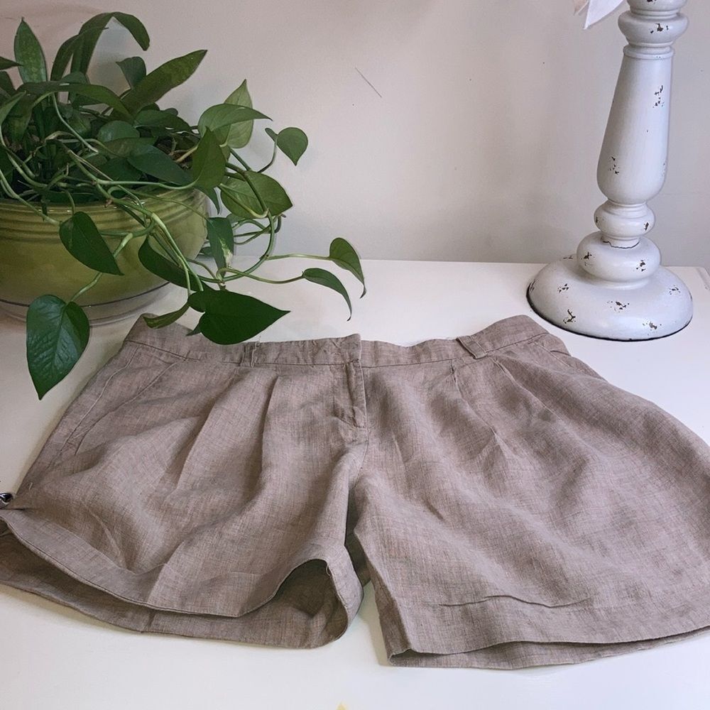 DKNYC 12 LINEN Preppy Roll up Pleated Cuffed SHORTS